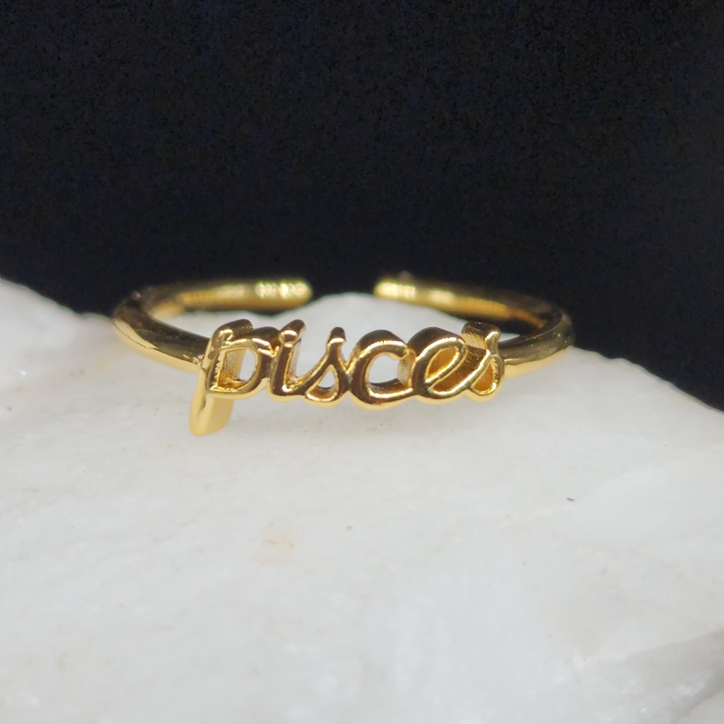 Astrology Horoscope Zodiac Pisces 14k Gold Plated Ring Pisces Jewelry